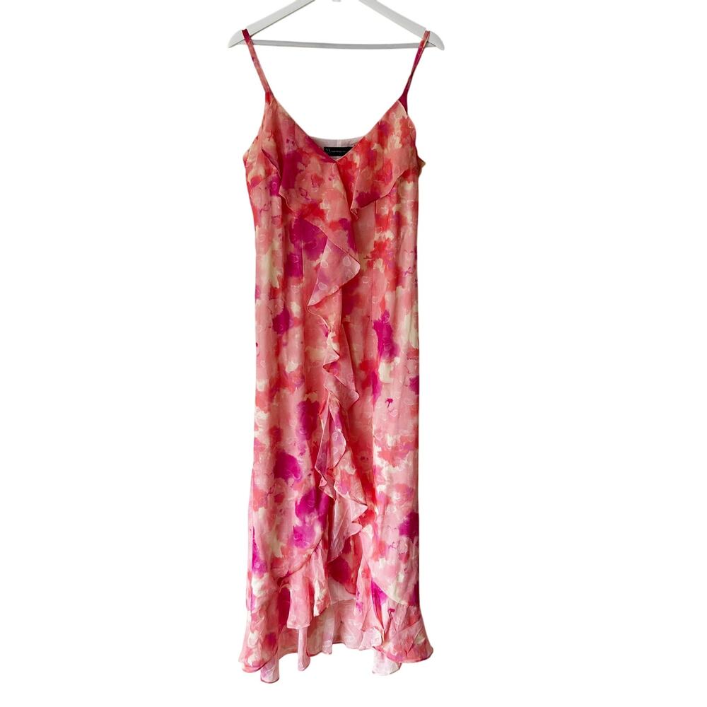 New York & Company Maxi Dress Size M NWT Ruffles Floral Multicolor Fairy Garden